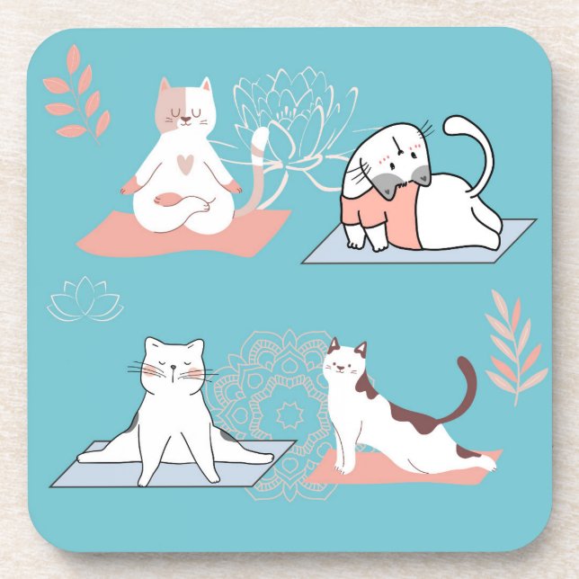 Porta-copo Yoga Cats Lotus (Frente)
