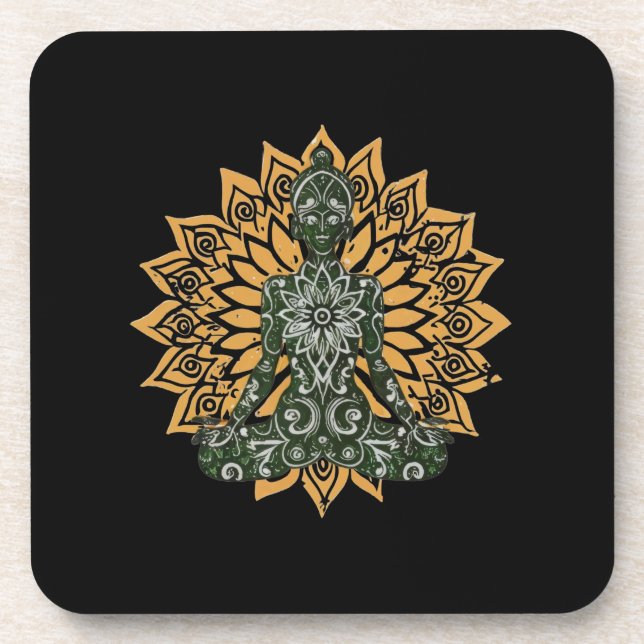 Porta-copo Yoga Lotus Pose Zen Gráfico (Frente)