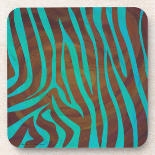 Porta-copo Zebra Brown e Teal Impressão