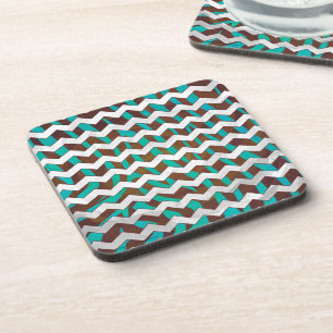Porta-copo Zebra Chevron Brown e Teal Impressão