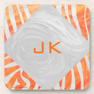 Porta-copo Zebra Monograma Laranja e Branco