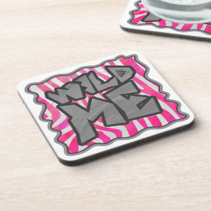 Porta-copo Zebra, rosa-quente e branco,
