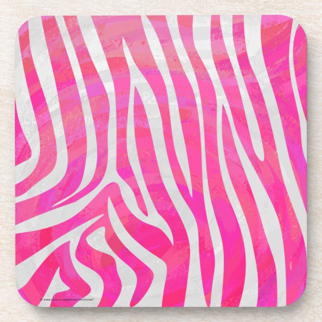 Porta-copo Zebra, rosa-quente e Impressão branco (Frente)
