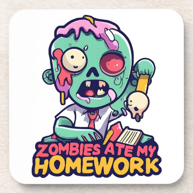 Porta-copo Zombies Comeram Minha Lição de Casa (Frente)