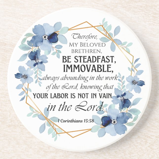 Porta-copos 1 Corinthians 15:58 Inspirational Verse Floral (Frente)