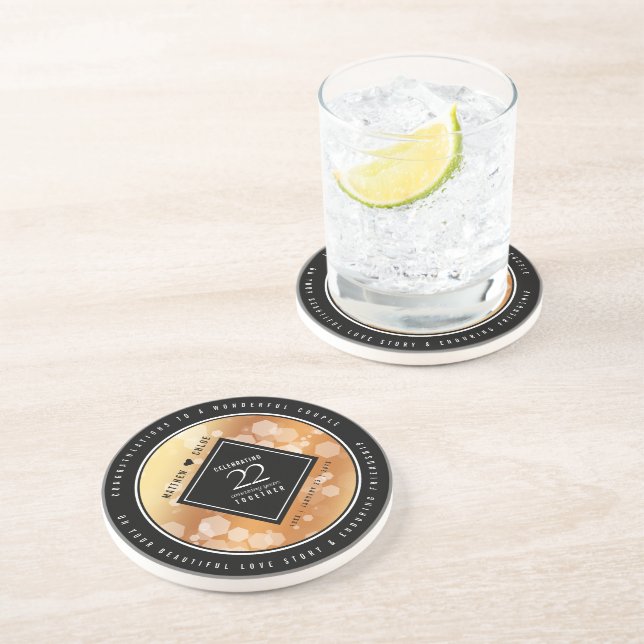 Porta-copos 22º aniversário do Casamento de Cobre (Lateral)