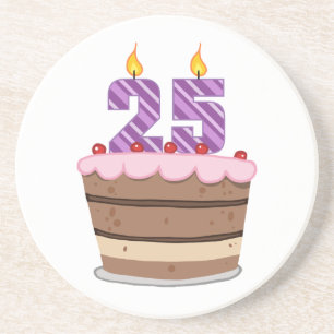 Porta-copos 25 anos de idade no Bolo de Aniversário