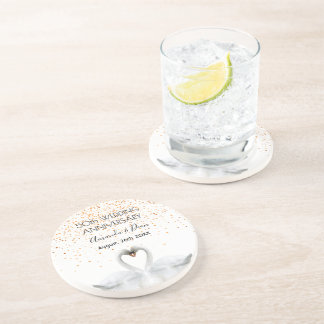 Porta-copos 50º aniversário do casamento de ouro com cisnes br