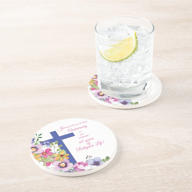Porta-copos 60º Aniversário, freira, Cruz de Vida Religiosa (Lateral)
