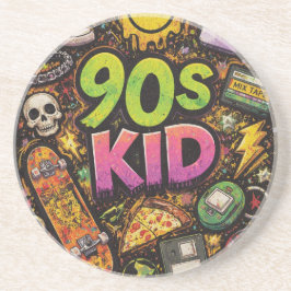 Porta-copos 90s Kids Grunge Seamless Pattern: Pizza, Skeletons