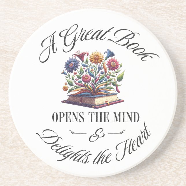 Porta-copos A Great Book Delights Floral Coaster (Frente)