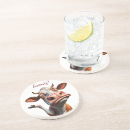 Porta-copos A vaca Bobo - "Sério?" Design de citação engraçado