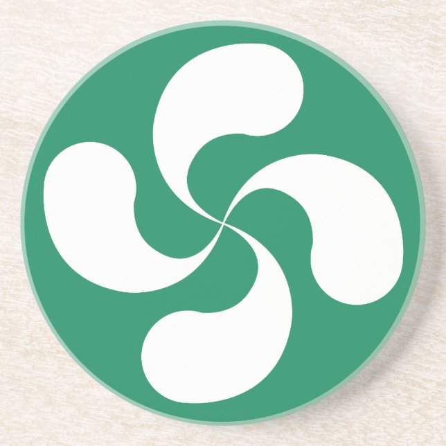 Porta-copos Abaixo - - vidro Cruz Basca “Lauburu " (Frente)