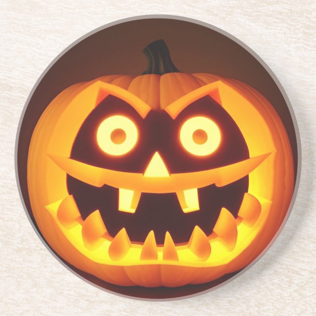 Porta-copos Abóbora de Halloween esculpida (Frente)