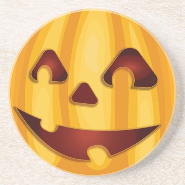 Porta-copos Abóbora esculpida sorrindo design de Halloween (Frente)