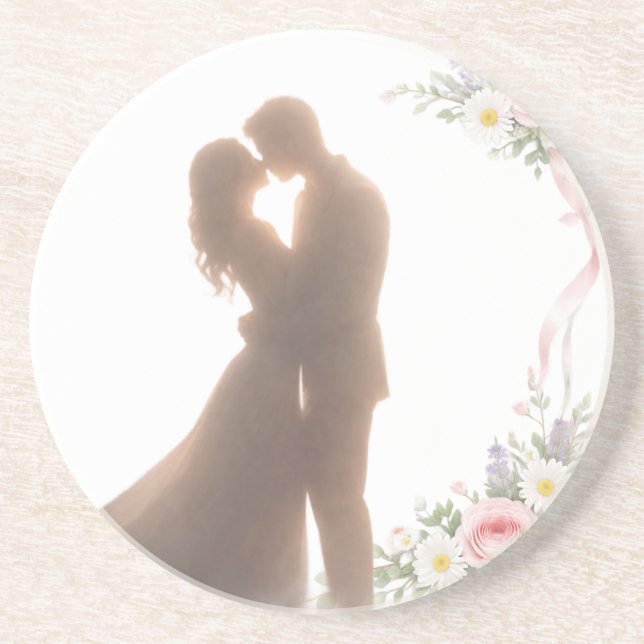 Porta-copos Abraço Dourado ao Pôr do Sol - Romântico (Frente)