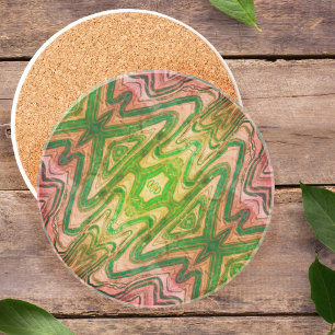Porta copos Abstrac Sandstone, rosa e verde,
