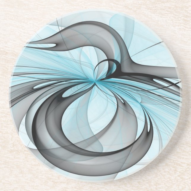 Porta-copos Abstract Anthracite Gray Blue Modern Fractal Art (Frente)