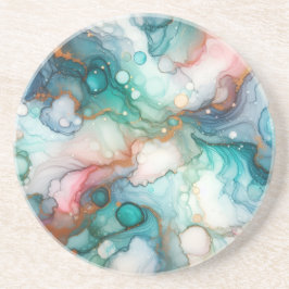 Porta-copos Abstract in Pink, Teal, Blue, and Gold