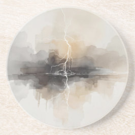Porta-copos Abstract Lightning in Neutrals Print