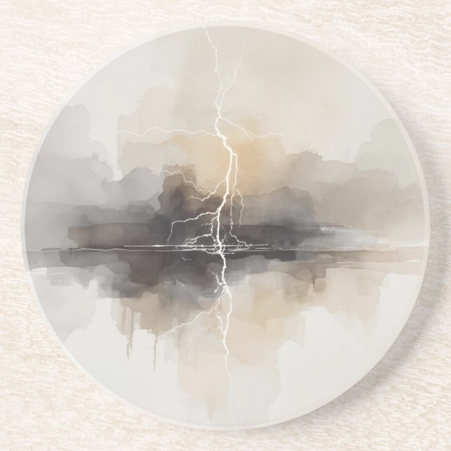 Porta-copos Abstract Lightning in Neutrals Print (Frente)