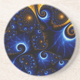 Porta copos abstrato Azul Fractal Sky Sandstone