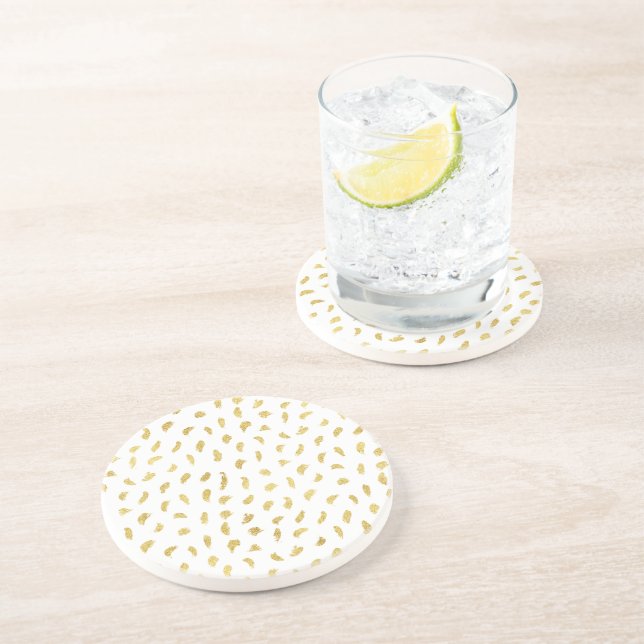 Porta-copos Abstrato Branco Dourado e bonito (Lateral)