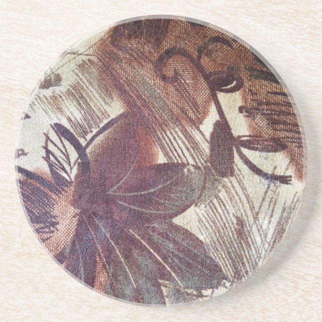 Porta-copos Abstrato Brown Floral Design 1 (Frente)