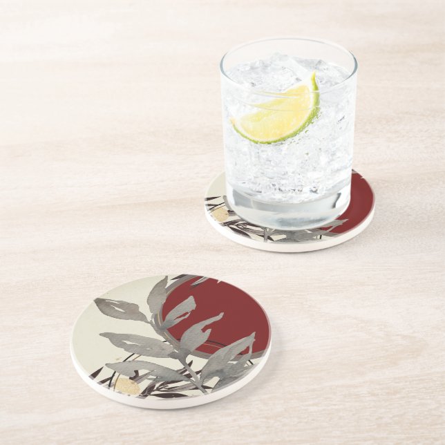 Porta-copos Abstrato de Artística Burgundia Sandstone (Lateral)