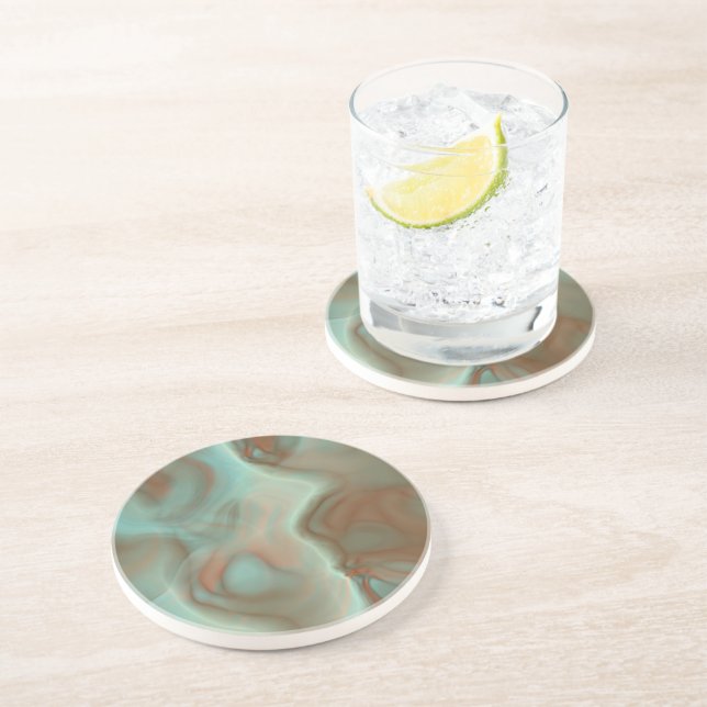 Porta-copos Abstrato de Turiquesa e Mármaco (Lateral)