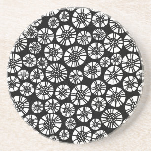 Porta-copos Abstrato Flores 031023 - White on Black (Branco so