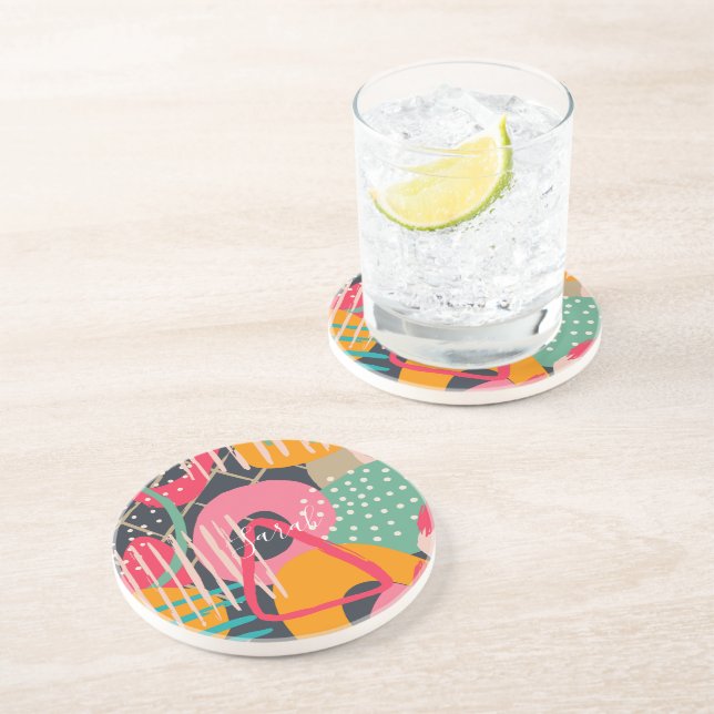 Porta-copos Abstrato Geométrico Monograma - Design de (Lateral)