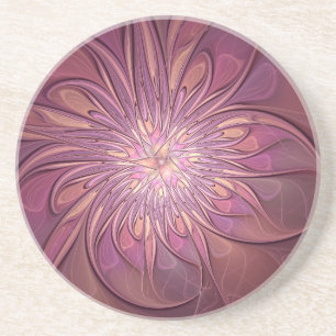 Porta-copos Abstrato Modern Floral Arte Fractal Cores de Berry