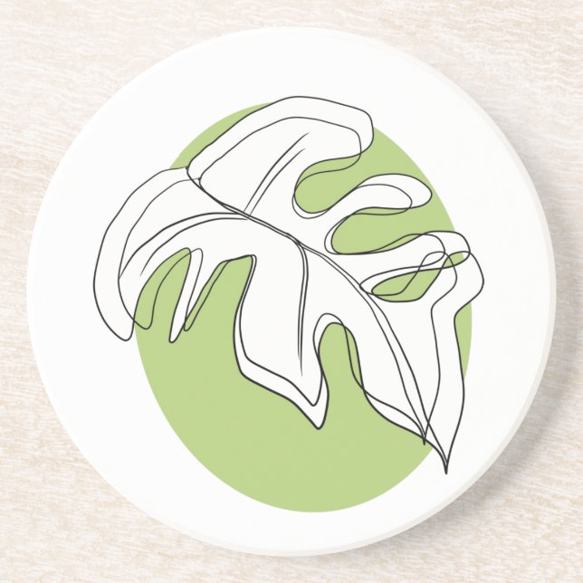 Porta-copos Abstrato Monstera Leaf Black Hand Drawn (Frente)