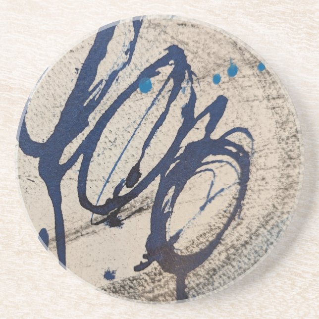 Porta-copos Abstrato O - Azul e Cinza (Frente)