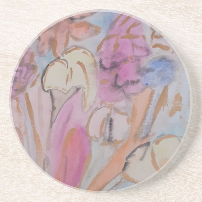 Porta copos abstrato Pastel Floral Sandstone (Frente)