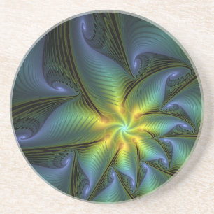 Porta-copos Abstrato Star, Ouro Verde brilhante Arte Fractal