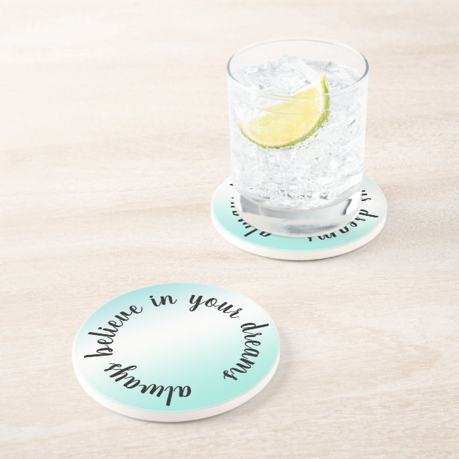 Porta-copos Acredite em seus sonhos, Inspiração Aqua Tie Dye (Lateral)