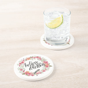 Porta-copos Acredite no seu sonho Pássaro rosa-rosa