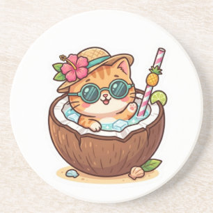 Porta-copos Adesivo de Óculos de Sol de Gatinho Coco Kawaii Fo