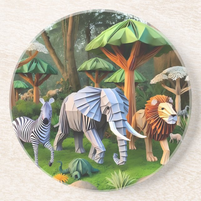 Porta-copos  African animals in origame (Frente)