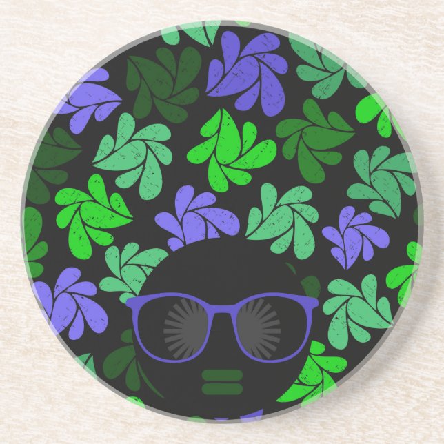 Porta-copos Afro Diva Verde e Azul (Frente)