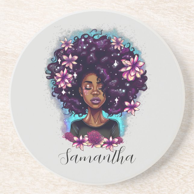 Porta-copos Afro-Mulher Floral (Frente)
