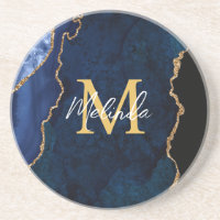 Ágata Mármore Azul Naval e Dourado