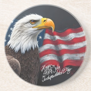 Porta-copos Águia-careca com a Bandeira Americana Arte de 4 de