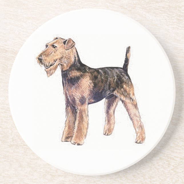 Porta copos Airedale Terrier Sandstone (Frente)