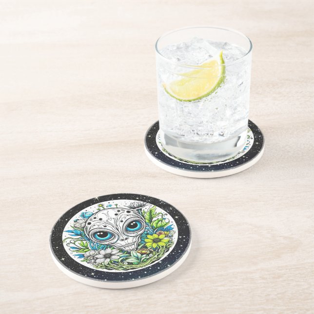 Porta-copos Alienígena Extraterrestre em Flores  (Lateral)