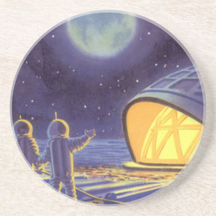 Porta-copos Aliens da ficção científica do vintage na lua a