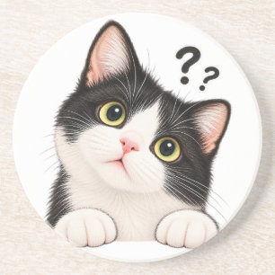Porta-copos Almofada de Gato Tuxedo Preto e Branco Curioso