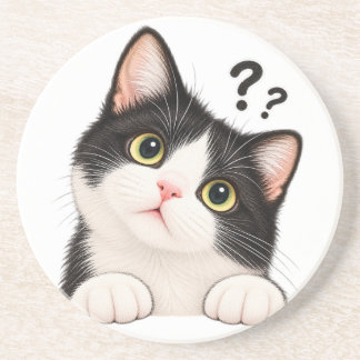 Porta-copos Almofada de Gato Tuxedo Preto e Branco Curioso